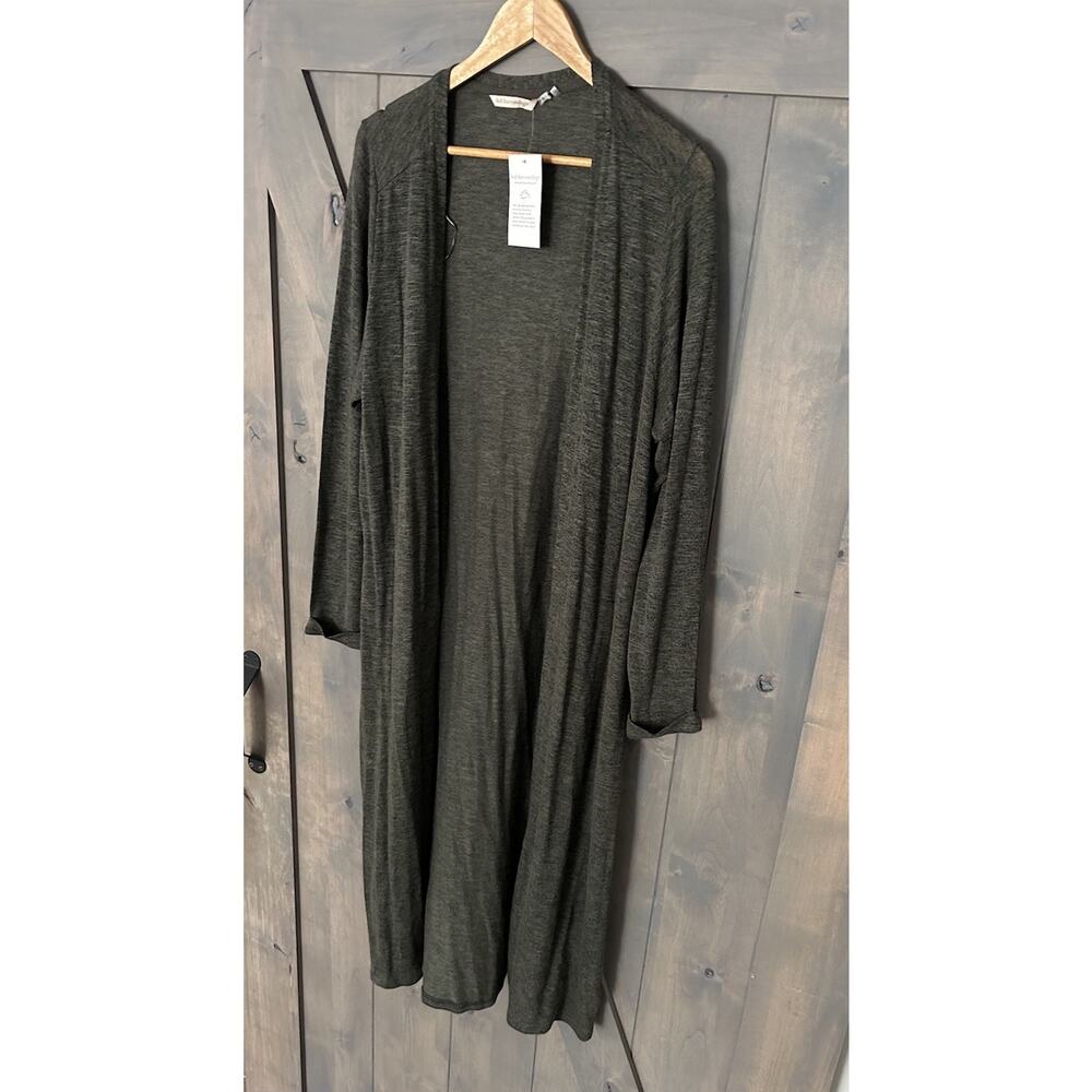 Soft Surroundings NEW Duster Open Cardigan 1X Green Maxi Minimalist Lightweight